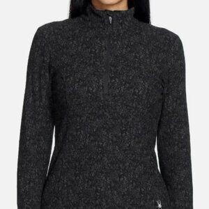 🆕NWT SALE Spyder Womens  XL 1/4 Zip Soft Black Heathered Fleece